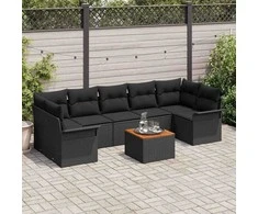 Sodo Sofų Rinkinys su saugykla 8 pcs Juoda poliratanas