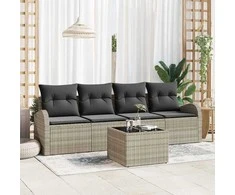 Sodo Sofų Rinkinys Šviesiai pilka 55 x 55 x 37 cm poliratanas