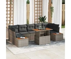 Sofa Sodo valgomojo komplektas su pagalve 8 pcs Pilka ir ruda