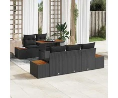 Sodo valgomojo komplektas su pagalve 6 pcs Juoda ir Ruda