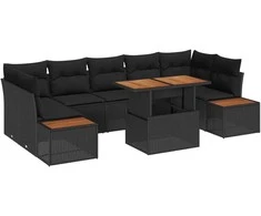 Sodo valgomojo komplektas su pagalve 8 pcs Juoda ir Ruda