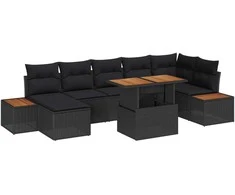 Sodo valgomojo komplektas su pagalve 8 pcs Juoda ir Ruda