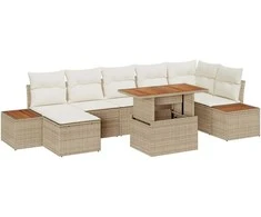 Sodo valgomojo komplektas su pagalve 8 pcs Bežinė ir kreminė