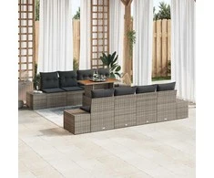 Sofa Sodo valgomojo komplektas su pagalve 9 pcs Pilka ir ruda