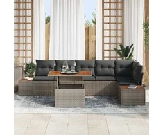 Sofa Sodo valgomojo komplektas su pagalve 7 pcs Pilka ir ruda