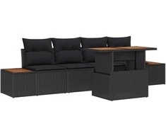 Sodo valgomojo komplektas su pagalve 5 pcs Juoda ir Ruda