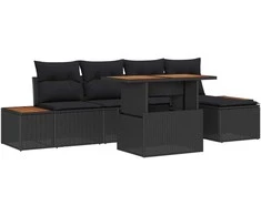 Sodo valgomojo komplektas su pagalve 6 pcs Juoda ir Ruda