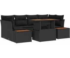 Sodo valgomojo komplektas su pagalve 9 pcs Juoda ir Ruda