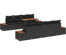 Sodo valgomojo komplektas su pagalve 9 pcs Juoda ir Ruda