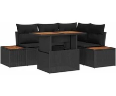 Sodo valgomojo komplektas su pagalve 5 pcs Juoda ir Ruda