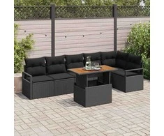 Sodo valgomojo komplektas su pagalve 7 pcs Juoda ir Ruda