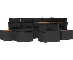 Sodo valgomojo komplektas su pagalve 7 pcs Juoda ir Ruda