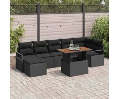 Sodo valgomojo komplektas su pagalve 8 pcs Juoda ir Ruda