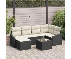 Sodo valgomojo komplektas su pagalve 7 pcs Ruda ir grietinėlė