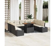 Sodo valgomojo komplektas su pagalve 10 pcs Juoda ir kreminė
