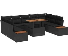 Sodo valgomojo komplektas su pagalve 10 pcs Juoda ir Ruda