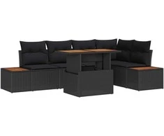 Sodo valgomojo komplektas su pagalve 6 pcs Juoda ir Ruda