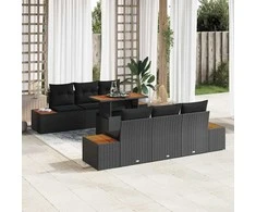 Sodo valgomojo komplektas su pagalve 7 pcs Juoda ir Ruda