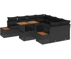 Sodo valgomojo komplektas su pagalve 9 pcs Juoda ir Ruda