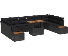 Sodo valgomojo komplektas su pagalve 11 pcs Juoda ir Ruda