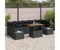 Sodo valgomojo komplektas su pagalve 8 pcs Juoda ir Ruda