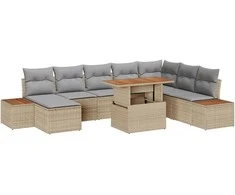 Sodo valgomojo komplektas su pagalve 9 pcs Bežinė ir pilka