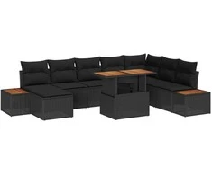 Sodo valgomojo komplektas su pagalve 9 pcs Juoda ir Ruda