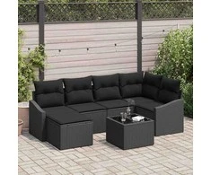 Sodo valgomojo komplektas su pagalve su saugykla 7 pcs Juoda