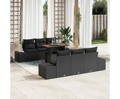 Sodo valgomojo komplektas su pagalve 7 pcs Juoda ir Ruda