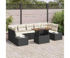 Sodo valgomojo komplektas su pagalve 8 pcs Juoda ir kreminė