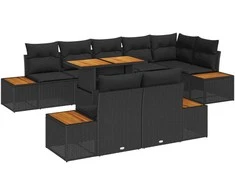 Sodo valgomojo komplektas su pagalve 9 pcs Juoda ir Ruda