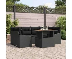 Sodo valgomojo komplektas su pagalve 7 pcs Juoda ir Ruda