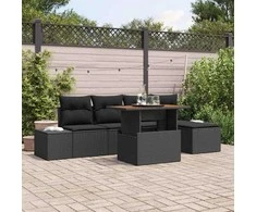 Sodo valgomojo komplektas su pagalve 6 pcs Juoda ir Ruda