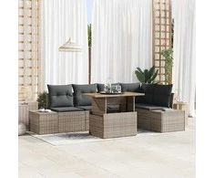 Sodo valgomojo komplektas su pagalve 6 pcs Pilka ir ruda