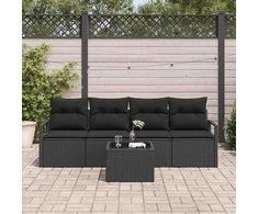 Sofos komplektas 5 pcs Juoda poliratanas