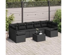 Sofos komplektas 8 pcs Juoda poliratanas