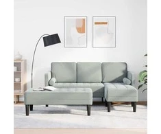 Sofa Sofos komplektas su pagalve 2 pcs Šviesiai pilka Poliesteris