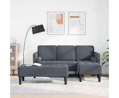 Sofa Sofos komplektas su pagalve 2 pcs Tamsiai pilka Poliesteris