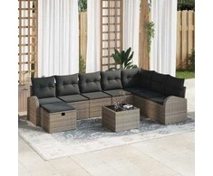 Sofos komplektas su pagalve su saugykla Pilka poliratanas