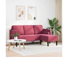 Sofa Sofos komplektas su pagalve Vyno raudona Poliesteris