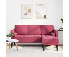 Sofa Sofos komplektas su pagalve Vyno raudona Poliesteris