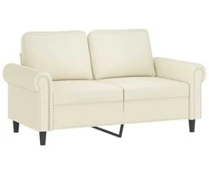 Sofa Sofos komplektas su pagalvėlėmis, 2 dalių, kreminis, aksomas