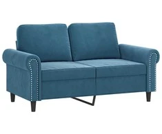 Sofa Sofos komplektas su pagalvėlėmis, 2 dalių, mėlynas, aksomas