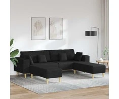 Sofa su pagalve 3 pcs Juoda audinys