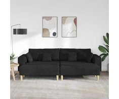 Sofa su pagalve 3 pcs Juoda audinys