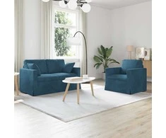 Sofa Sofos komplektas 2 pcs Mėlyna 138 x 78 x 80 cm Aksomas