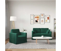 Sofa Sofos komplektas 2 vnt. Tamsiai žalia Aksomas