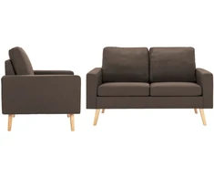 Sofa Sofos komplektas, 3 dalių, rudas, audinys (288695+288705)