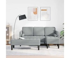 Sofa Sofos komplektas su pagalve 2 pcs Šviesiai pilka Poliesteris