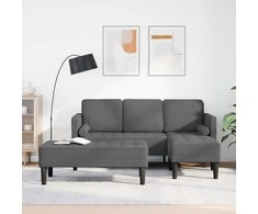 Sofa Sofos komplektas su pagalve 2 pcs Tamsiai pilka Poliesteris